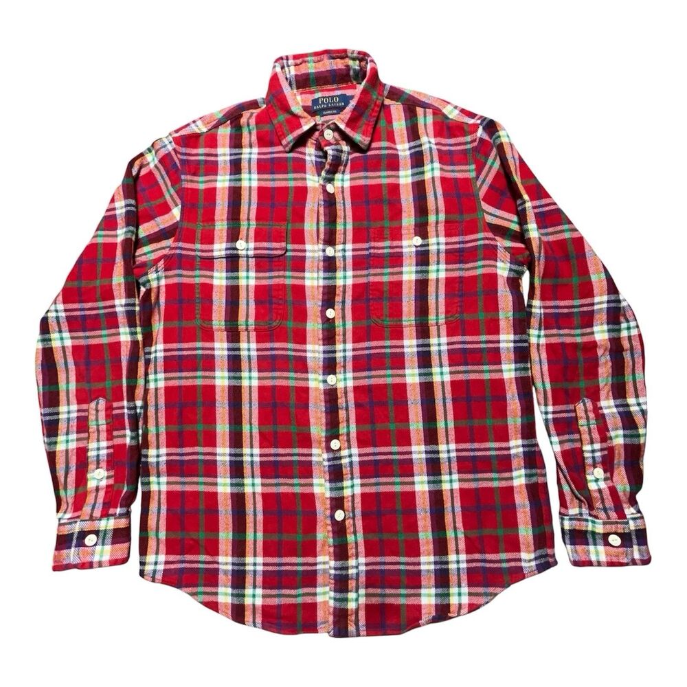 Polo Ralph Lauren Classic Fit Plaid Flannel Work Shirt Men’s M Red Multicolor
